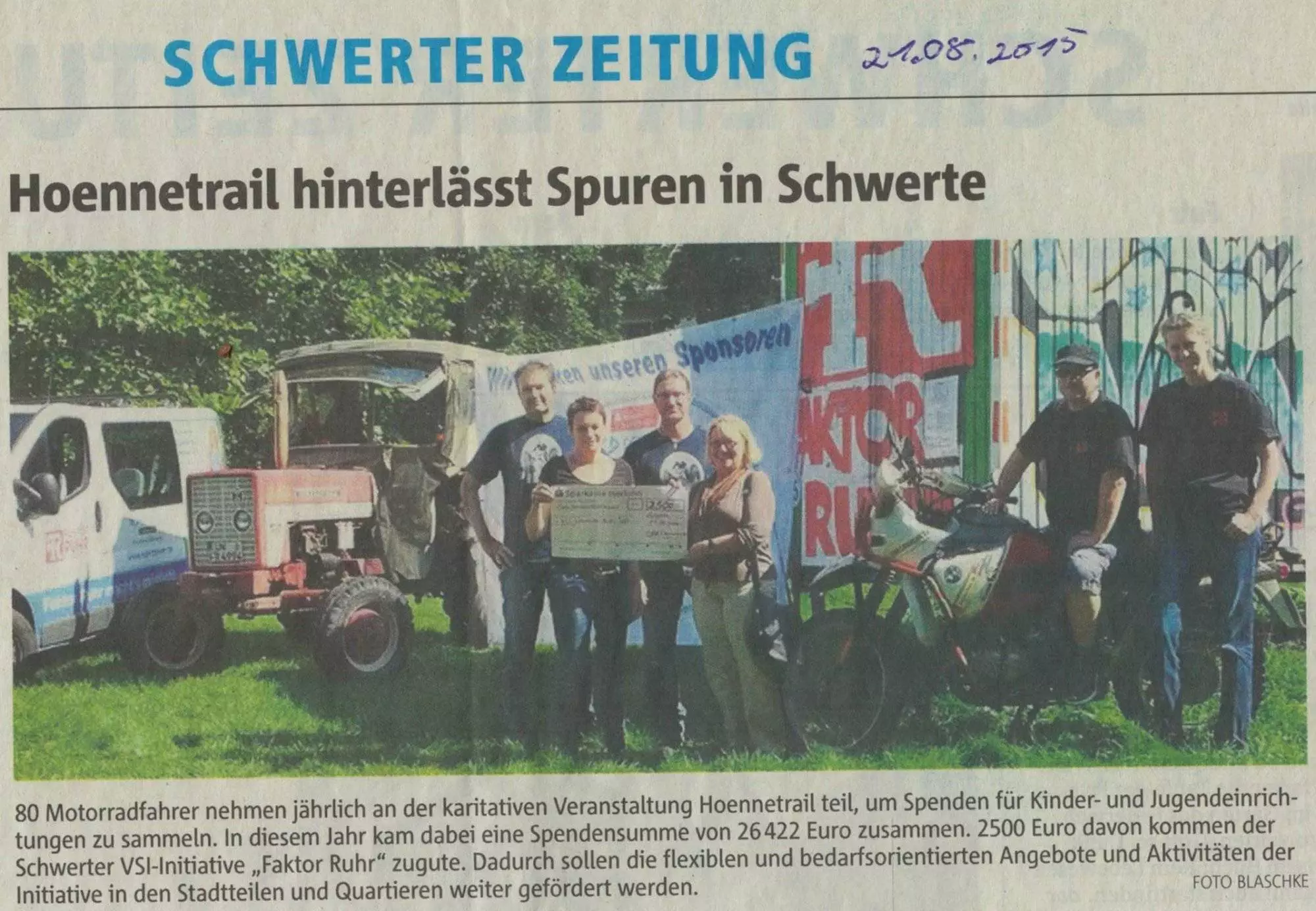 „Hoennetrail hinterlässt Spuren in Schwerte“ – Schwerter Zeitung 08/2015